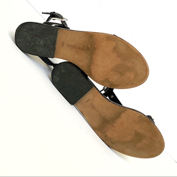 Rebecca Minkoff sandy black leather silver metal stud gladiator T strap sandals - Picture 8 of 10